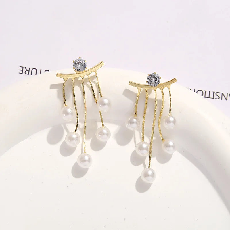 925 Ago D'argento Coreano Moda Perla Nappa Orecchini Per Le Donne Gioielli 2024 di Tendenza delle Nuove Donne di Lusso Zircone Orecchini di Perle