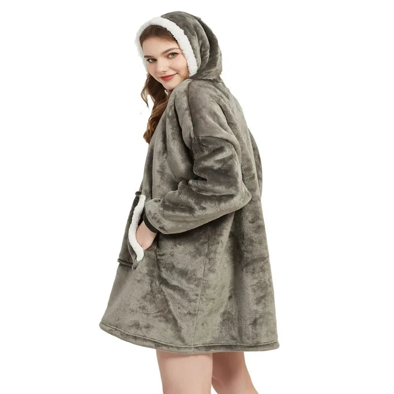Coperte indossabili invernali Coperta morbida e calda Felpa con cappuccio Donna Uomo Pullover Coperte TV giganti oversize in pile