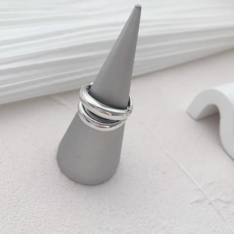 Anelli in Argento Sterling 925, Nuovi Gioielli da Festa, Charm Vintage, Design Geometrico a Doppio Strato, Accessori Regalo, Dropshipping