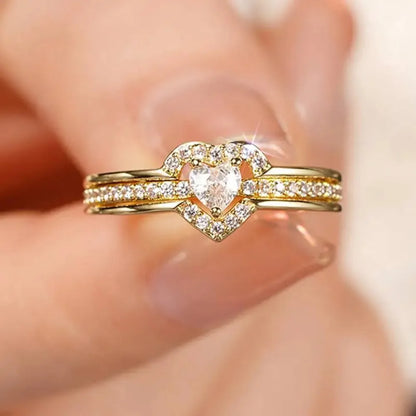 Anello Nuziale Romantico in Argento Sterling 925, Gioiello Femminile con Cuore Brillante in Zirconia, Accessorio per Dito, Anello di Fidanzamento