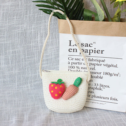 Borsa a tracolla in tessuto di paglia per bambini estivi belle ragazze borse portamonete piccole borse a tracolla per bambini Mini portafoglio principessa