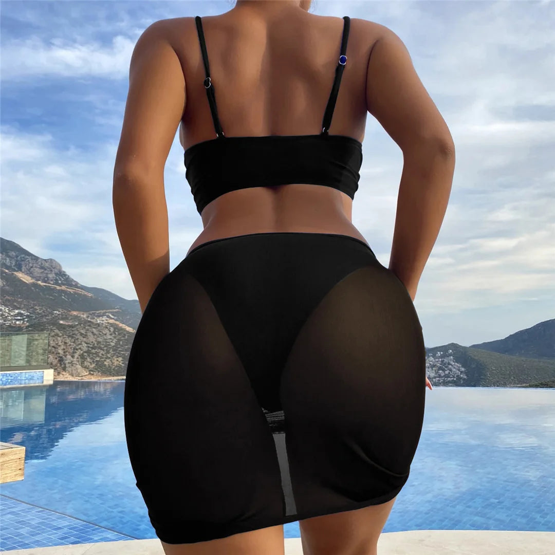 S - XL perle Bikini Push Up costume da bagno donna costumi da bagno donna Bikini a tre pezzi con reggiseno coppa bagnante costume da bagno Swim V4302