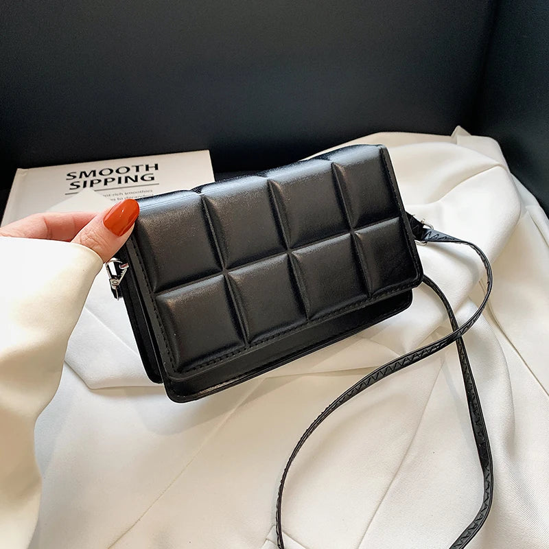 Nuove borse a tracolla moda tinta unita borsa a tracolla da viaggio femminile plaid piccole borse a tracolla in pelle PU per donna