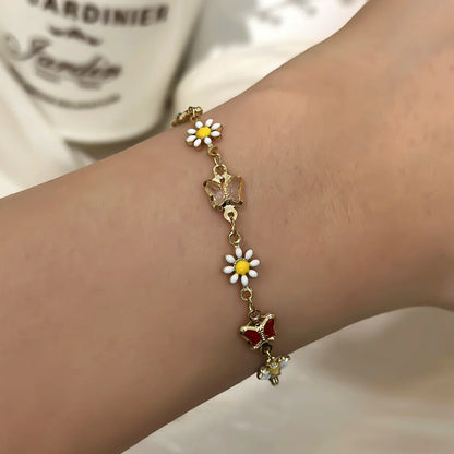 Bracciale con fiori margherita dolce Personalità della moda Bracciale con ciondoli con fiori estetici minimalisti per le donne Regalo di gioielli per feste di nozze