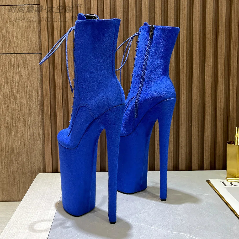 SeekMate Space and European and American Style Super High Heel 26cm Fashion Boots Super Sexy Stage Steel Pipe Boots Large Men an