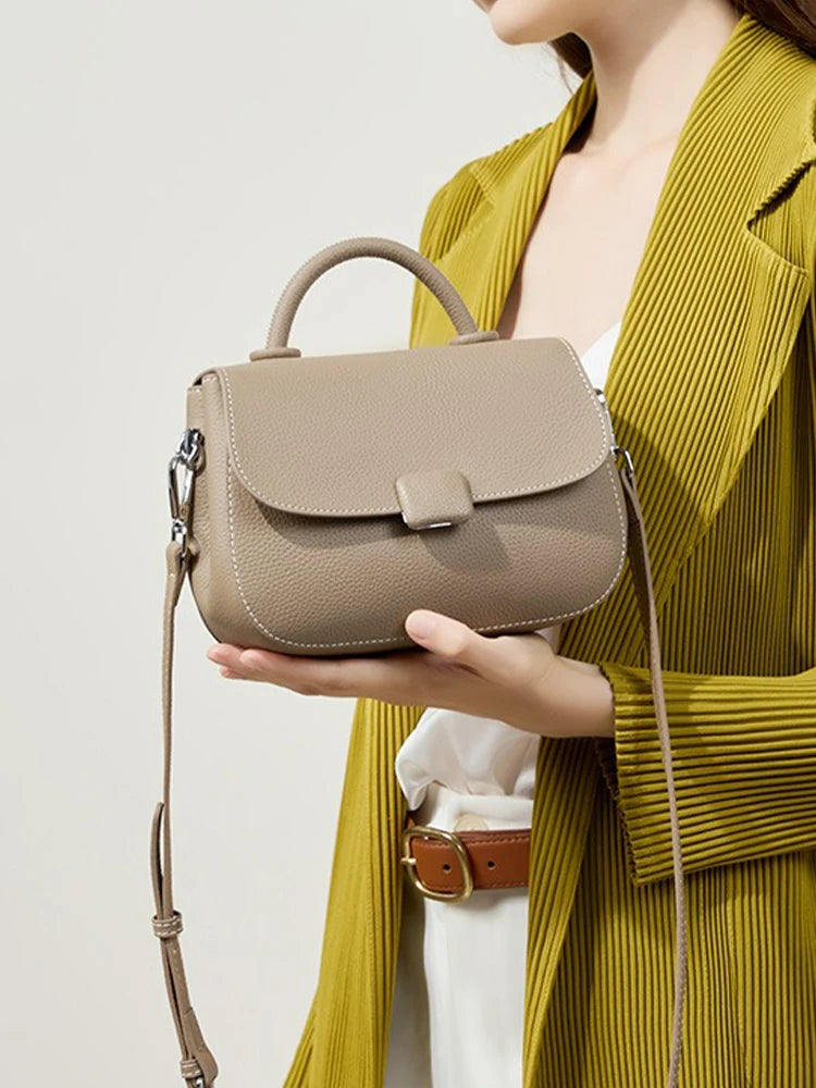 Zency Borsa a tracolla piccola semplice in vera pelle con manico superiore Borsa a tracolla firmata da donna Borsa a tracolla Bolsa 2025 Sac
