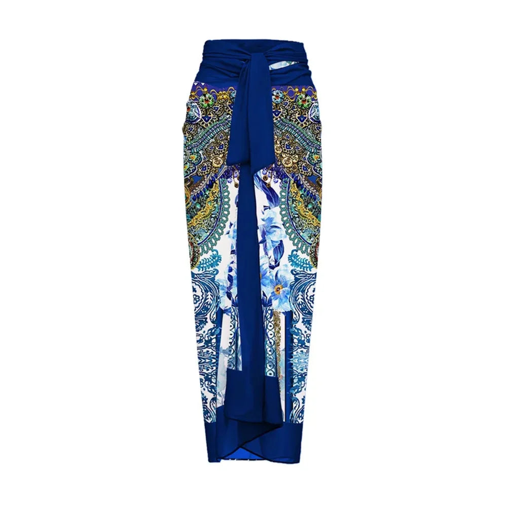 Costume da bagno floreale con stampa floreale con volant monospalla blu Set copricostume singolo micro monokini costumi da bagno sexy per ragazze Summer Beach