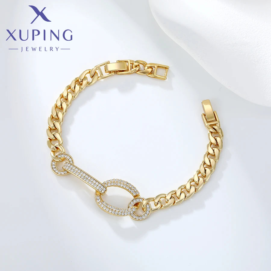 Xuping Gioielli Fascino Vendita calda Trendy Color oro placcato 19 cm Bracciale a catena a mano per le donne Moda regalo squisito X000925432