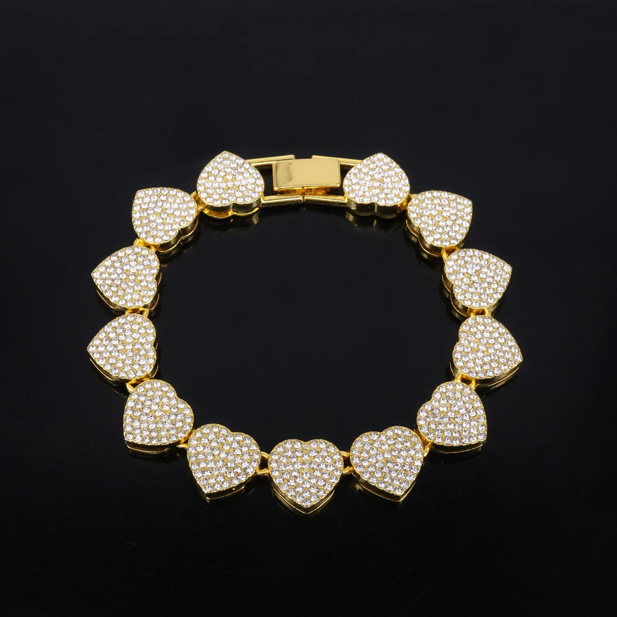 ZAKOL 45CM Nuovo Hip Hop Tennis Bracciale a catena Collana Cuore lucido Strass CZ Fashion Rock Party Set di gioielli