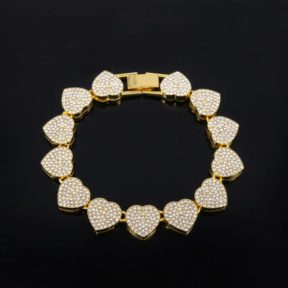 ZAKOL 45CM Nuovo Hip Hop Tennis Bracciale a catena Collana Cuore lucido Strass CZ Fashion Rock Party Set di gioielli