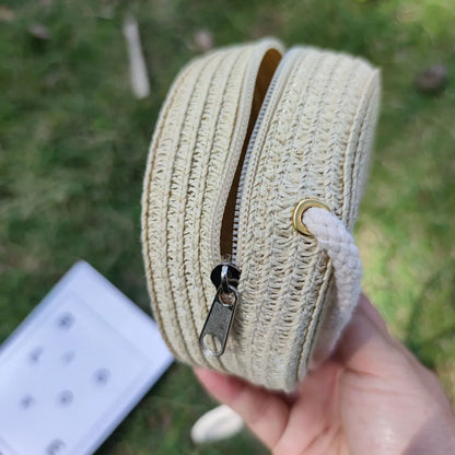 Borsa a tracolla per bambina estiva fatta a mano borsa a tracolla per bambini in paglia di fiori borsa a tracolla per bambini chiavi per bambini portamonete Mini borsa da principessa carina