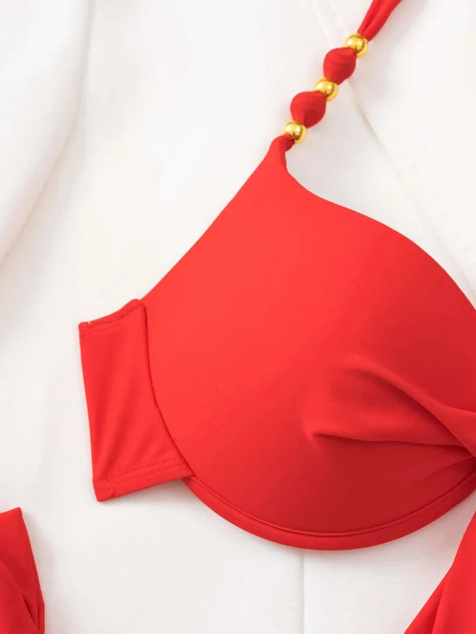 Costume da bagno bikini push-up halter stampato 2026 da donna, sexy, con spalline, per il mare e la piscina