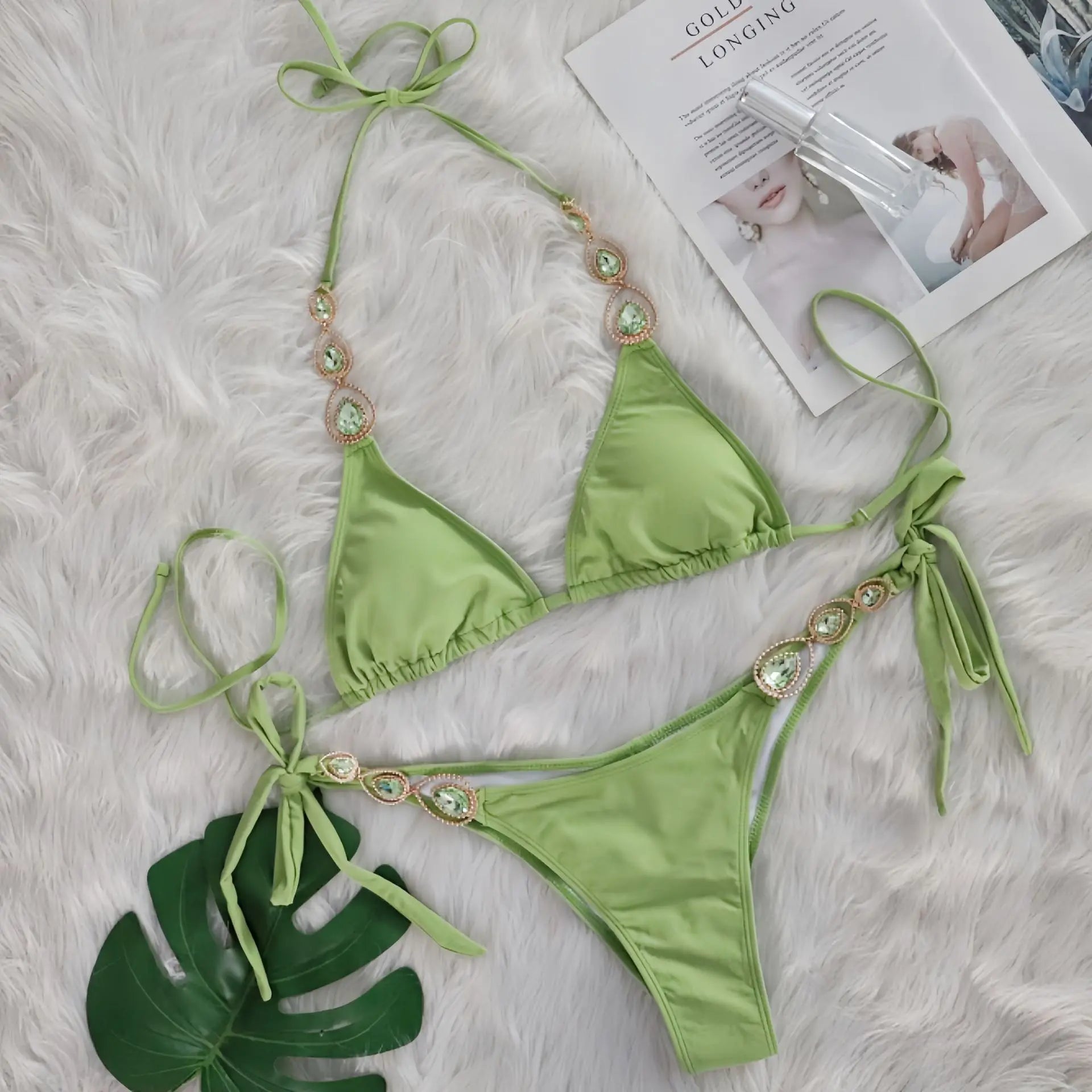 Nero Sexy Bikini 2026 Costume da bagno con strass Donna Costumi da bagno Donna Push Up Bikini Beach Swim Wear Costume da bagno Piscina Bagnante