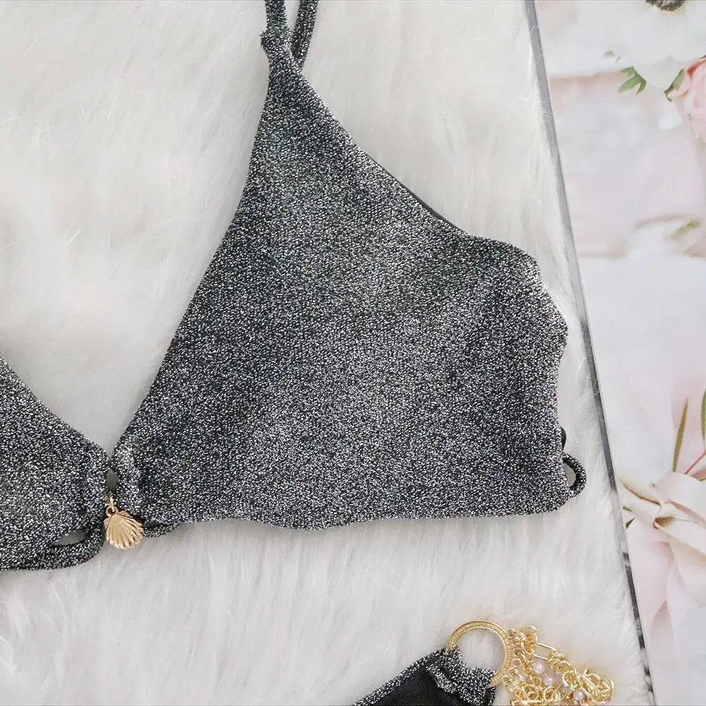nuovo costume da bagno in due pezzi con strass 2026 cristallo di lusso perizoma Sexy perizoma Bikini Set costumi da bagno da donna costume da bagno Sexy da spiaggia