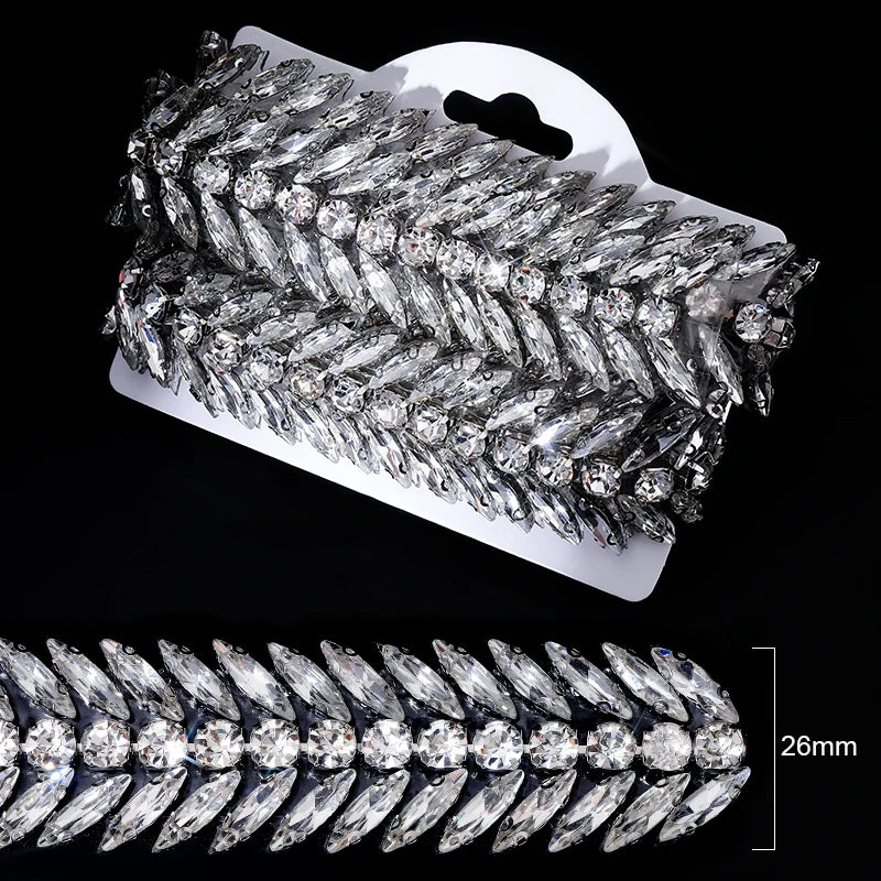 Ducrystal 1 metro motivo strass nastro hot fix vetro cristallo strass trim catena per scarpe fai da te, borse, abiti decorazione