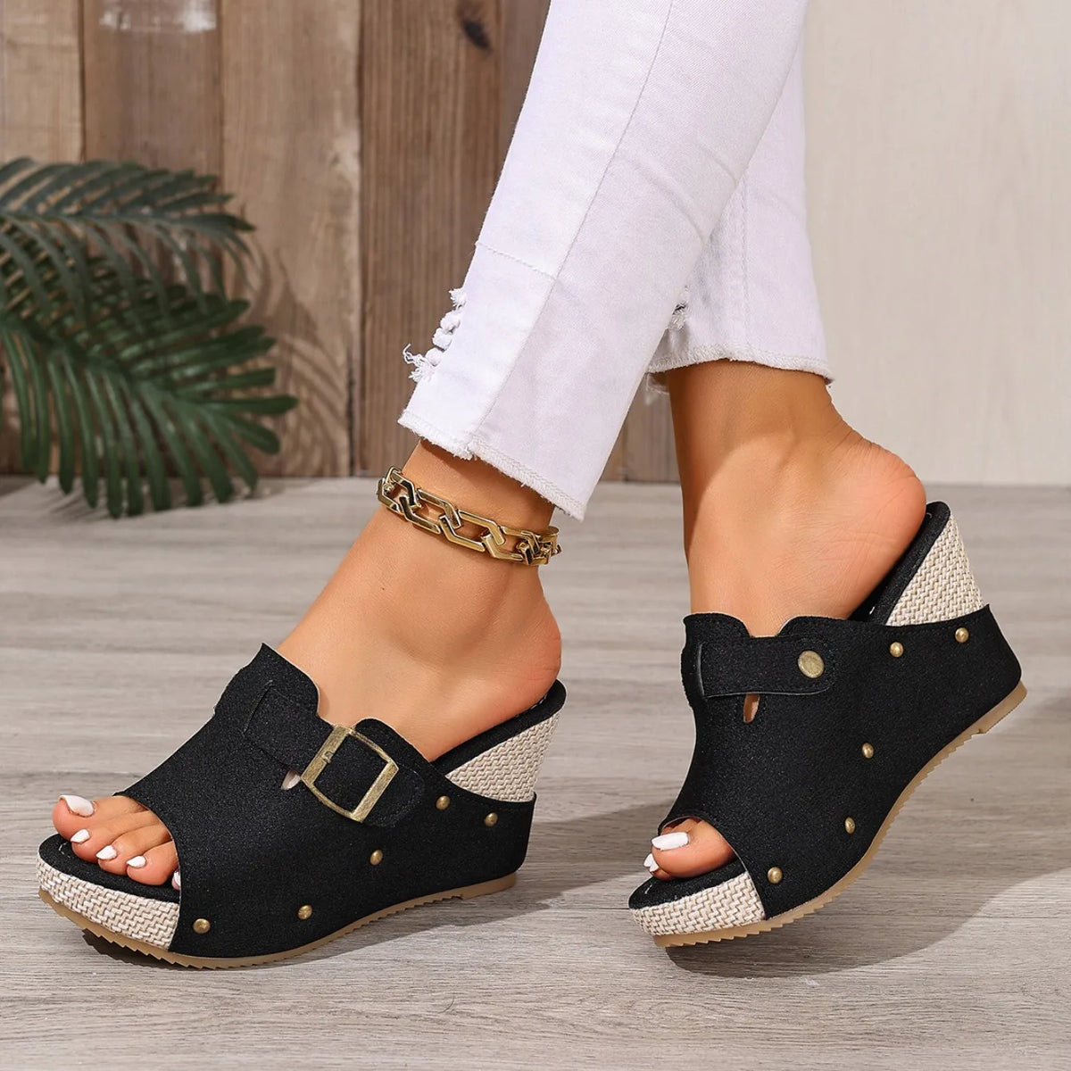 Sandali Estivi da Donna di Tendenza, Scarpe con Zeppa Retrò a Punta Aperta, Sandali Romani con Piattaforma, Scarpe Casual di Lusso Firmate