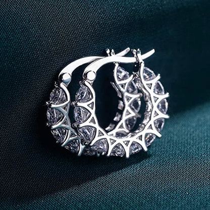 Huitan Orecchini a cerchio da donna unici intarsiati con zirconi brillanti Accessori speciali alla moda Gioielli per la festa nuziale quotidiana