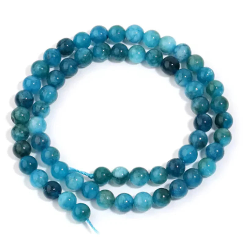 1 filo di perline di pietra di apatite blu naturale 4/6/8/10mm perline di gemma rotonde per braccialetti fai da te creazione di gioielli con perline all'ingrosso