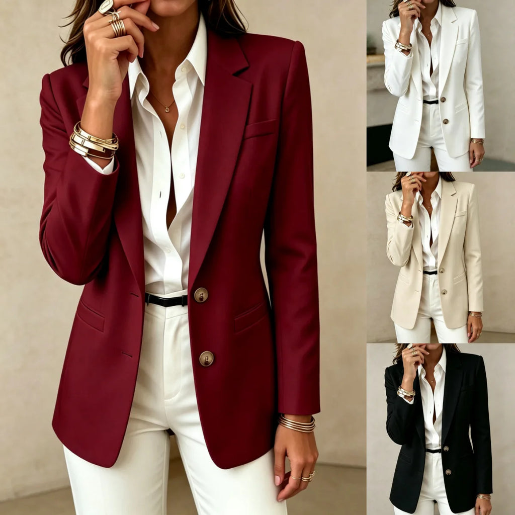 Giacca Invernale da Donna, Blazer Casual a Due Bottoni, Manica Lunga, Giacca Elegante per Ufficio e Lavoro