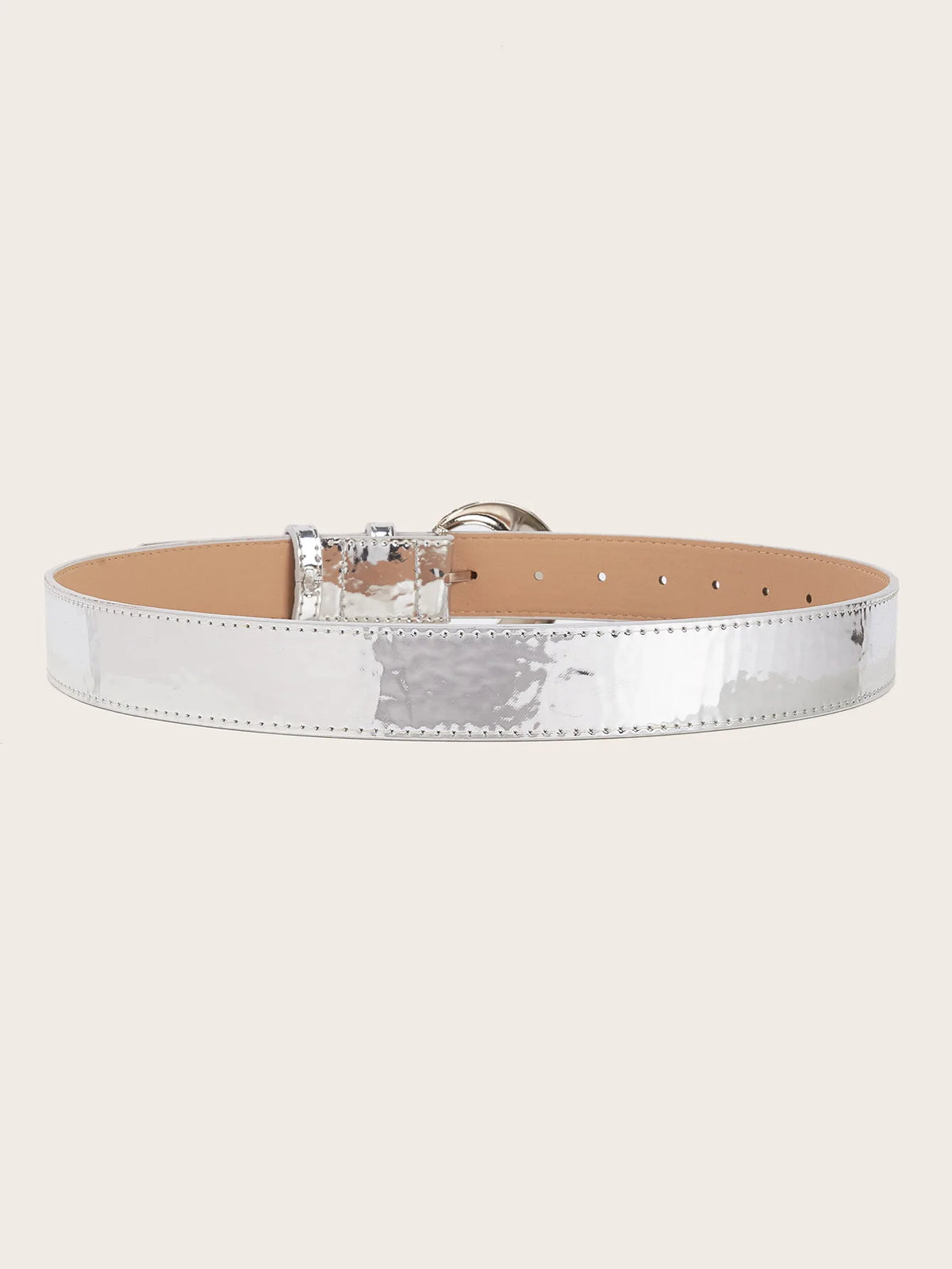 Cintura con fibbia argentata in pelle a specchio di nuova moda Jeans decorativi con cintura da donna retrò semplice e versatile con stile alla moda