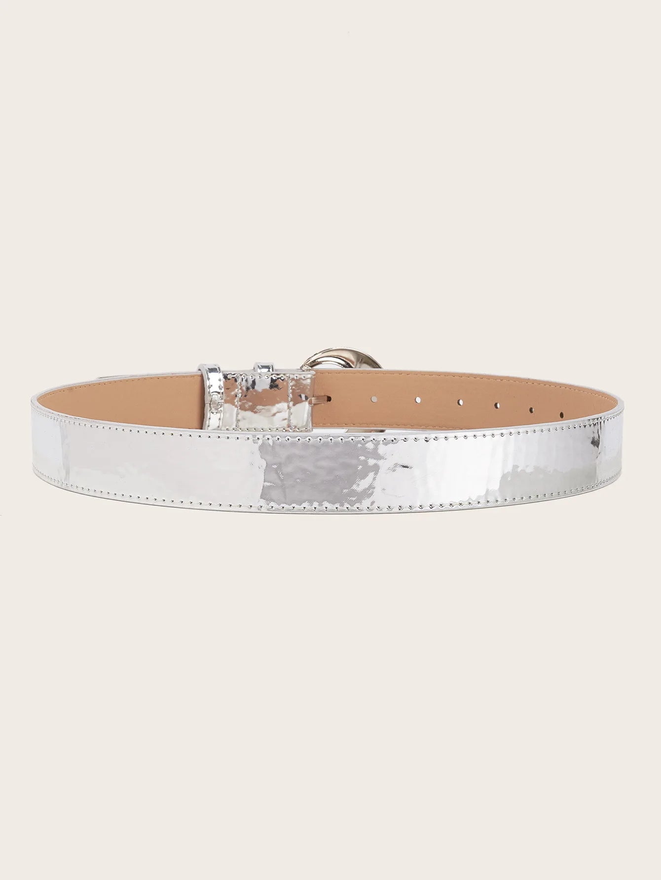 Cintura con fibbia argentata in pelle a specchio di nuova moda Jeans decorativi con cintura da donna retrò semplice e versatile con stile alla moda