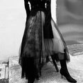 Harajuku Punk Gonne Lunghe per Le Donne Patchwork Garza Chic Jupe 2025 Faldas Mujer De Moda Pizzo Giapponese A-line Gonna Streetwear