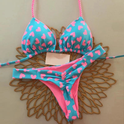 Nouveau maillot de bain fendu imprimé multicolore avec string sexy