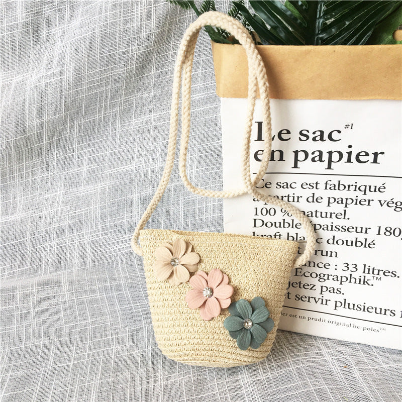 Borsa a tracolla in tessuto di paglia per bambini estivi belle ragazze borse portamonete piccole borse a tracolla per bambini Mini portafoglio principessa
