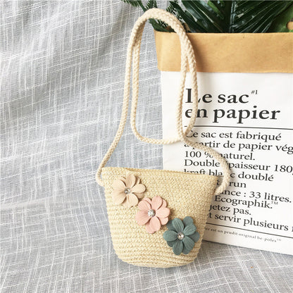 Borsa a tracolla in tessuto di paglia per bambini estivi belle ragazze borse portamonete piccole borse a tracolla per bambini Mini portafoglio principessa
