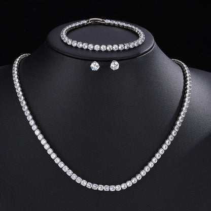 ZAKOL Gorgeous Buling AAA Clear Round Cubic Zirconia Collana da sposa Orecchini Set di gioielli da festa per le donne
