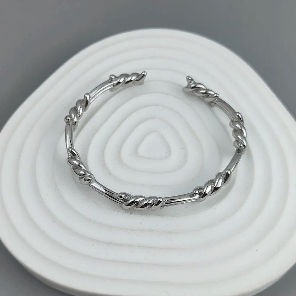 Bracciale in acciaio inossidabile placcato oro 18 carati con spina avvolta in filo di nuovo stile, gioielli in argento impermeabili di alta qualità, regalo per coppia