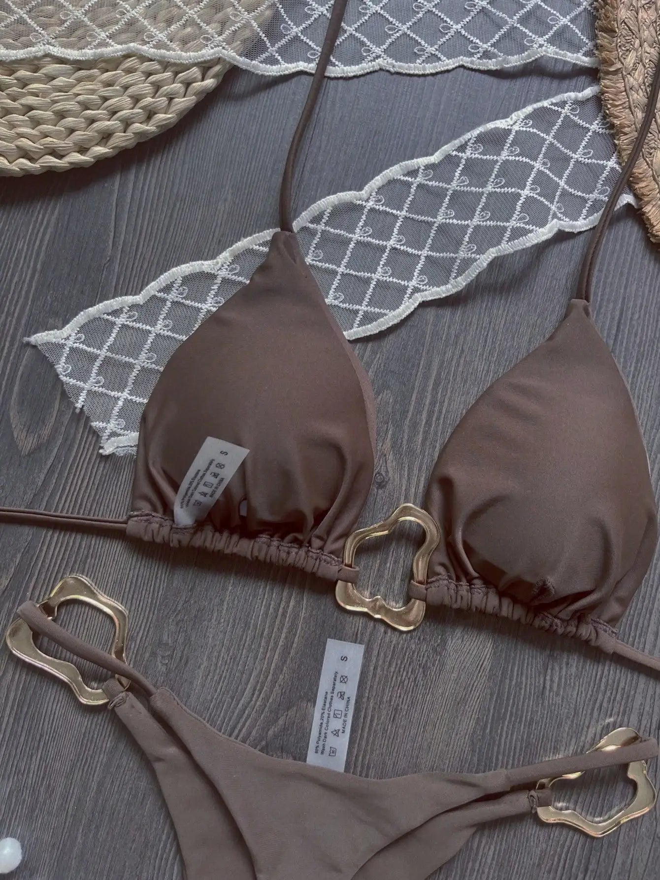 Neuer sexy Bikini einfarbig Schnürung geteilter zweiteiliger Badeanzug für Damen