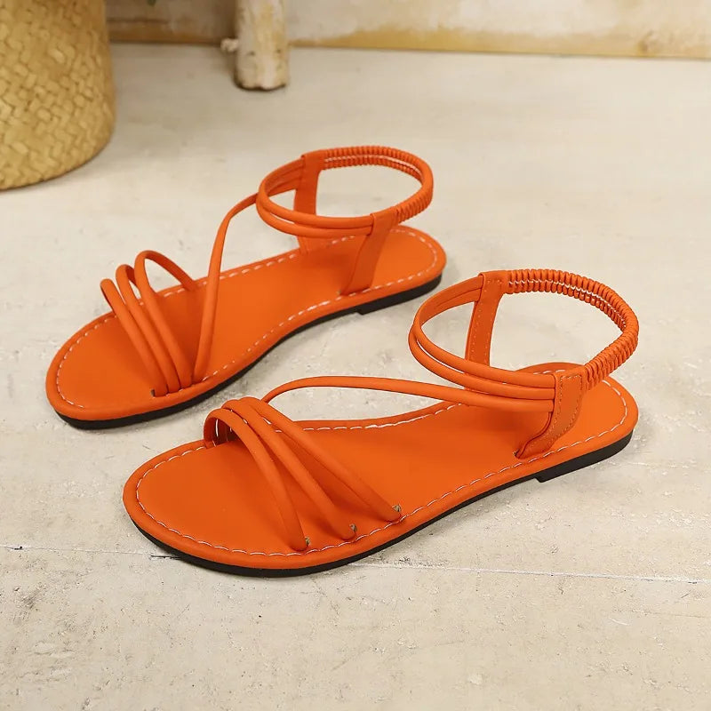 Sandales d'été tendance pour femme 2026, sexy, bout ouvert, plates, légères et confortables, claquettes de plage - En solde