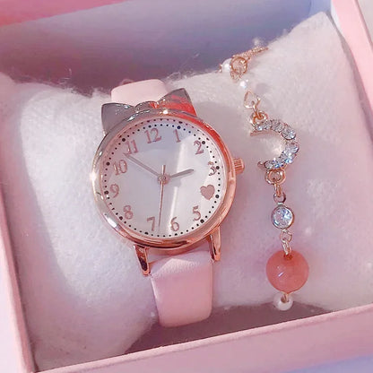 2023 Fashion Kids Love quadrante digitale orologio per bambini Set cinturino in pelle orologi al quarzo orologio per ragazze per bambini orologio per bambini + braccialetto