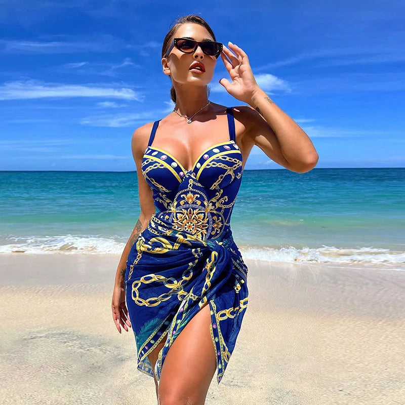 Summer Sexy Print One Piece Swimsuits Closed Female Swimwear Push Up Body Women's Swim Wear Bathing Suits Beach Pool Bather 2026