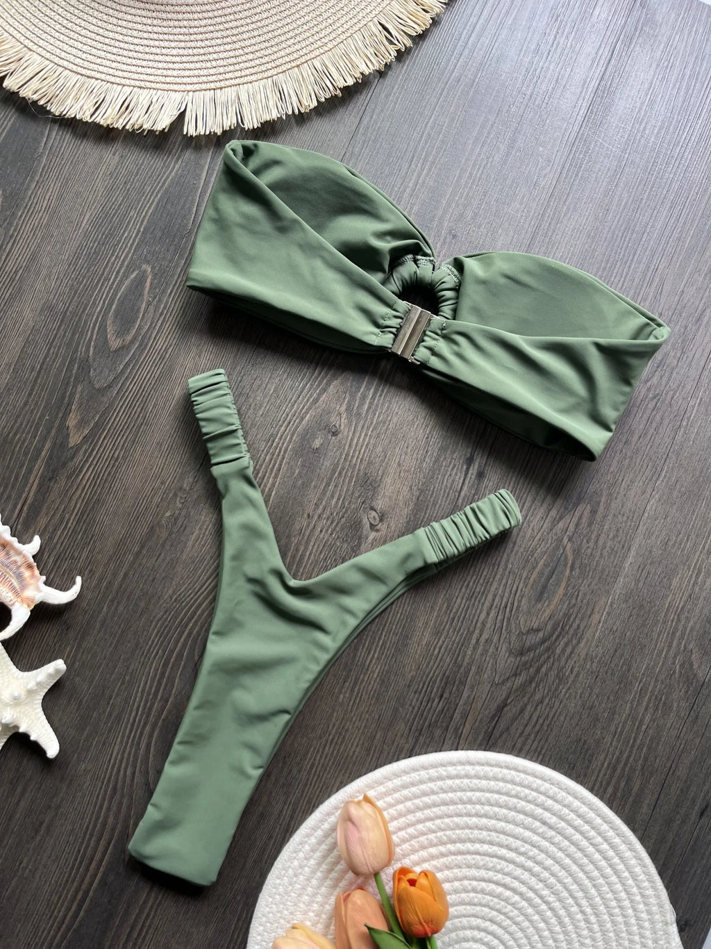 2026 Sexy weibliche Bademode Mikro Bikini Push Up Damen Einfarbig Badeanzüge Brasilianisches Bikini Set Tanga Biquini Schwimmanzüge Strandbekleidung