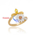 Anelli di ansia rotanti a quattro trifogli per le donne Anello nuziale regolabile in acciaio inossidabile color oro Anelli regalo di gioielli estetici
