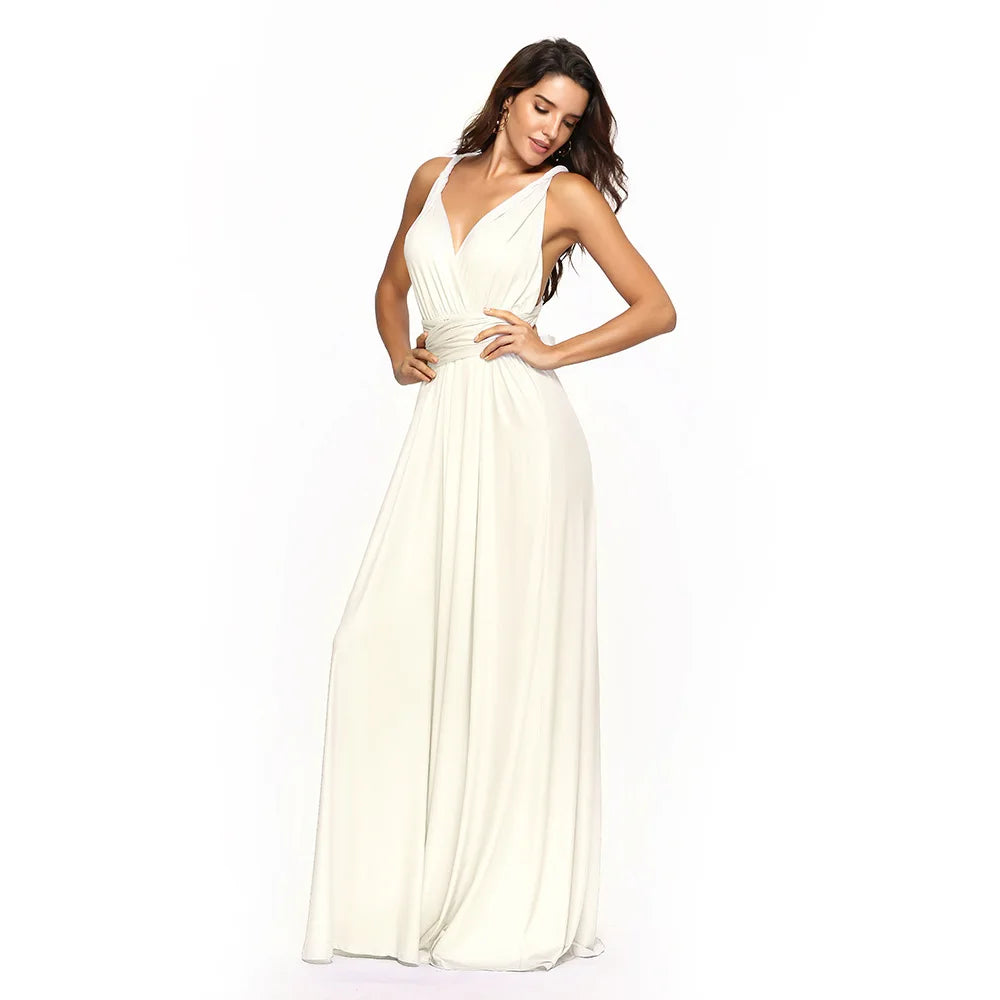 Abito formale da donna elegante da sera lungo con scollo a V profondo abito convertibile multistrato maxi abiti greci abito da festa di nozze