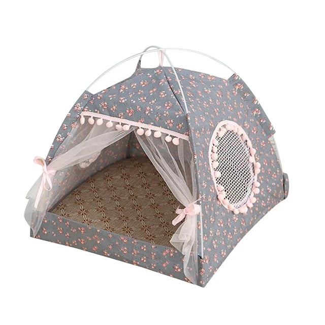 Tenda per gatti con fiori spezzati Tenda semi chiusa per celebrità Internet Nido universale per tutte le stagioni Forniture per animali domestici Nido estivo per cani e gatti