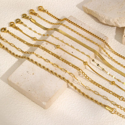 Bracciale in Acciaio Inossidabile Placcato Oro, Non Ossida, Impilabile per Donne, Sottile Catena a Spina di Pesce, Gioiello Impermeabile, Regalo