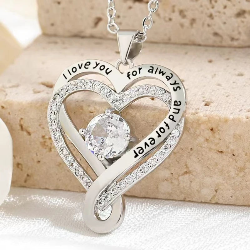 Collana con ciondolo a forma di cuore in stile elegante, design cavo, regalo per la festa della mamma, adatto ai migliori amici senza scatola