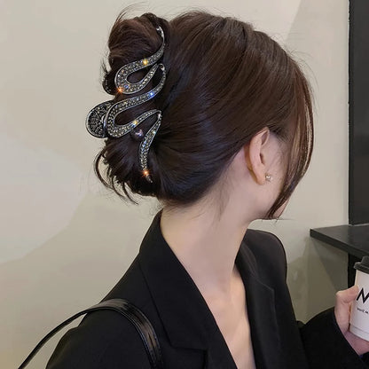 Clip per artigli per capelli in metallo di grandi dimensioni di lusso Forcine irregolari Punk Capelli in cristallo Granchi Barrettes Clip per mascelle vintage Accessori per capelli da donna
