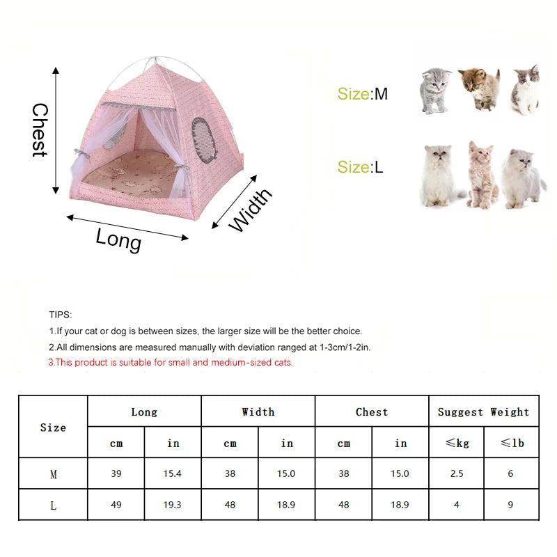 Tenda per gatti con fiori spezzati Tenda semi chiusa per celebrità Internet Nido universale per tutte le stagioni Forniture per animali domestici Nido estivo per cani e gatti