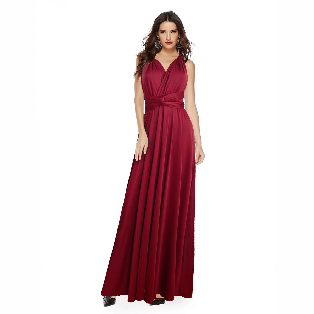 Abito formale da donna elegante da sera lungo con scollo a V profondo abito convertibile multistrato maxi abiti greci abito da festa di nozze