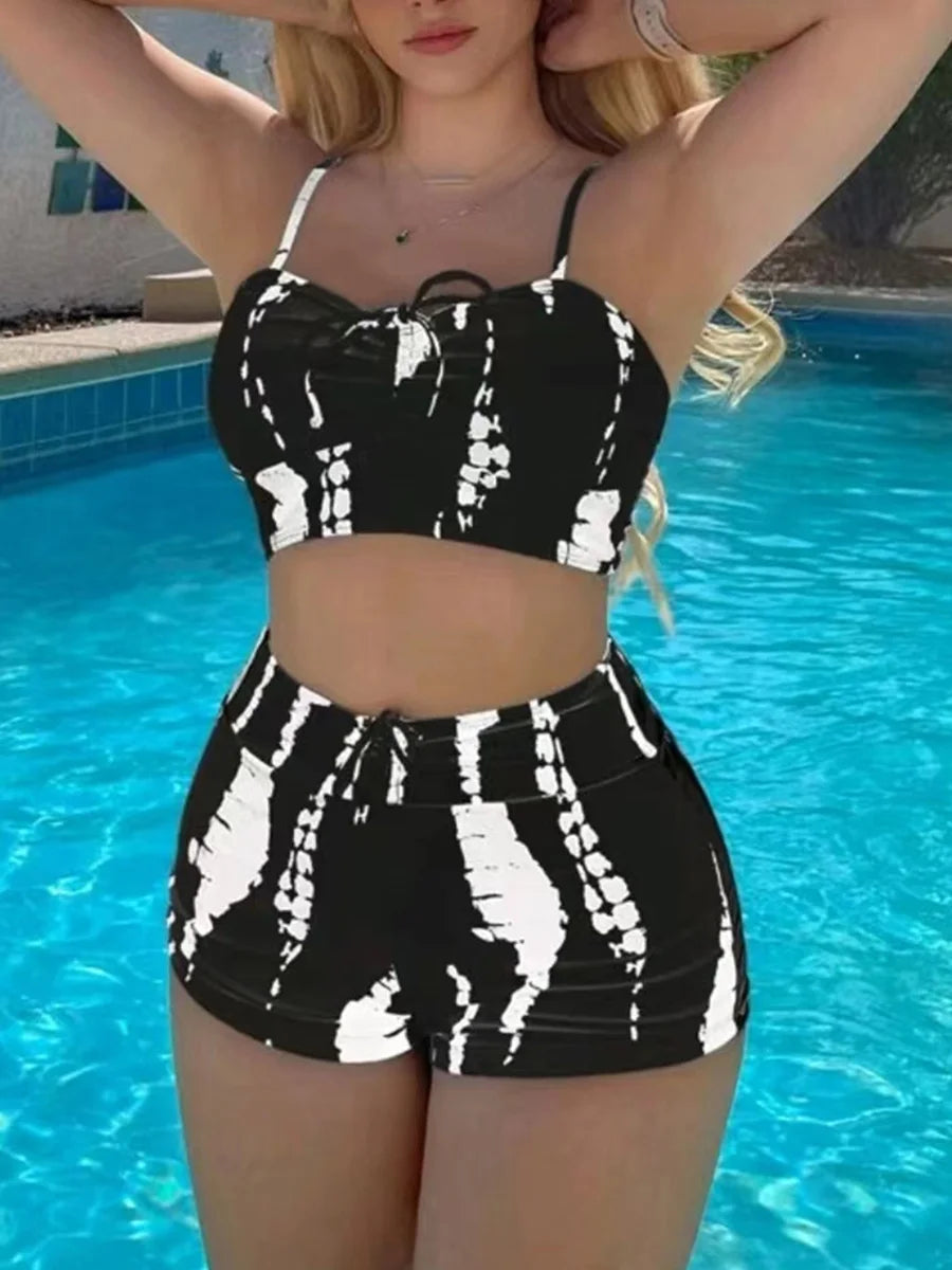 2026 Imprimer Taille Haute String Deux Pièces Bikini Femmes Maillot De Bain Maillots De Bain De Plage D'Été