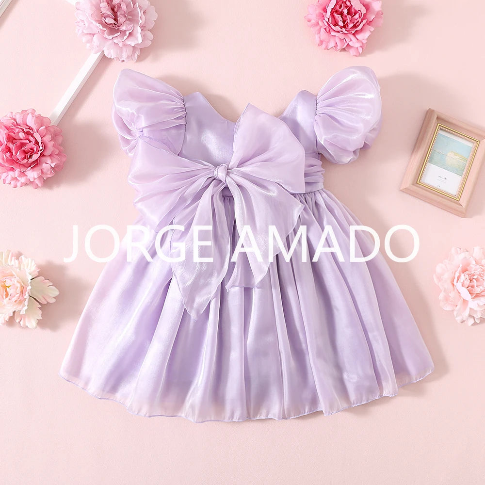 Completi Estivi Coordinati per Gemelle, Body a Maniche Corte con Grande Fiocco, Abiti Principessa con Schiena Scoperta, Abbigliamento per Bambine H0404