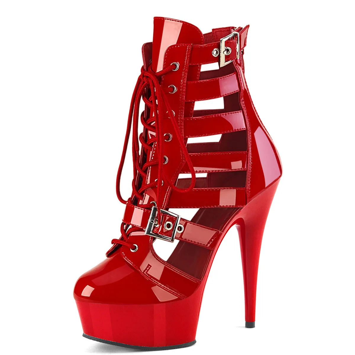 8inch Gladiator Women Ankle Boots 17cm Exotic Thin Heels 20cm Platform Sexy Fetish Shoes Pole Dance Roman Stripper Round Toe