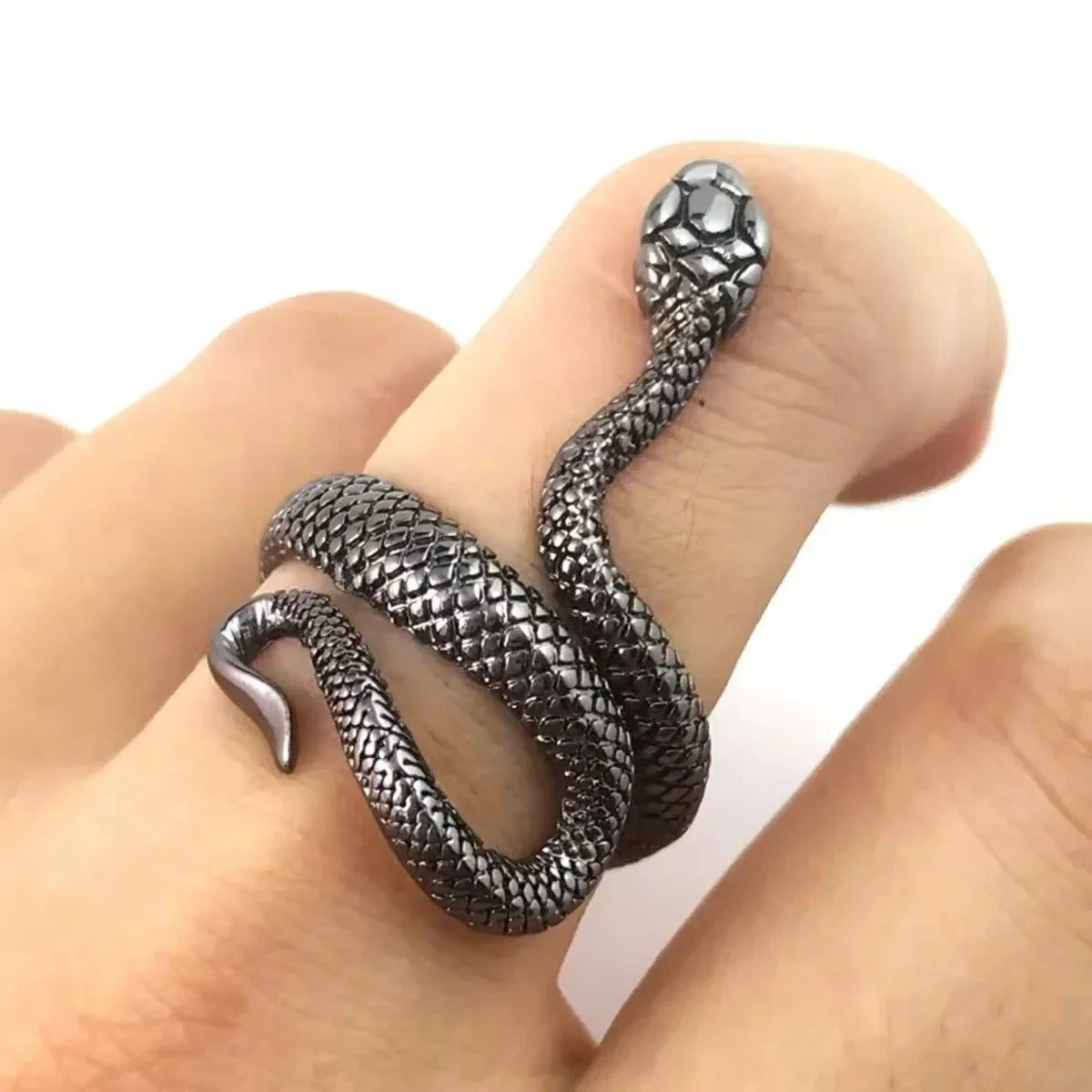 Anelli per uomo donna punk gotico anello serpente esagerato placcato nero gotico regolabile regalo per feste gioielli donna gioielli