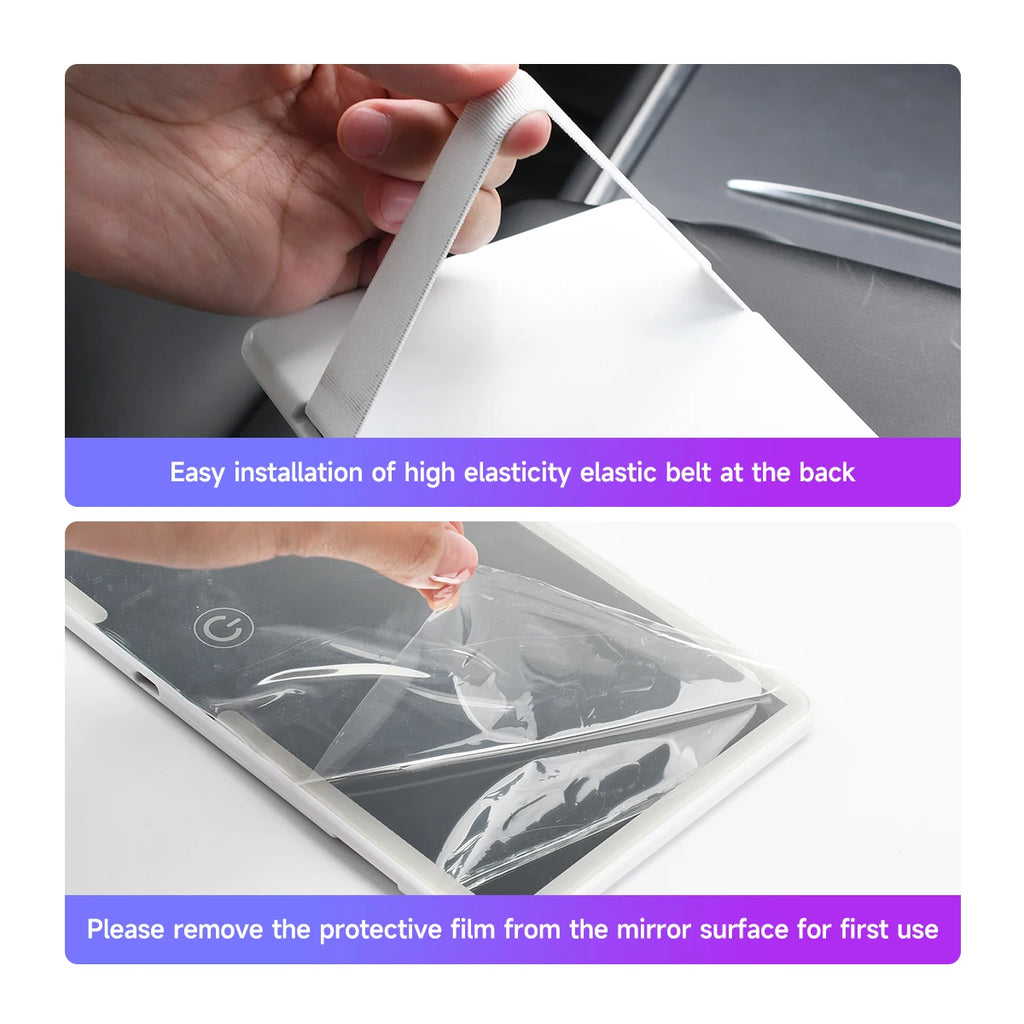 Fccemc Specchio per il trucco per visiera parasole per auto Touch screen a LED Luminosità regolabile Specchio per il trucco per interni auto Specchio per il trucco HD Specchio per il trucco di ricarica
