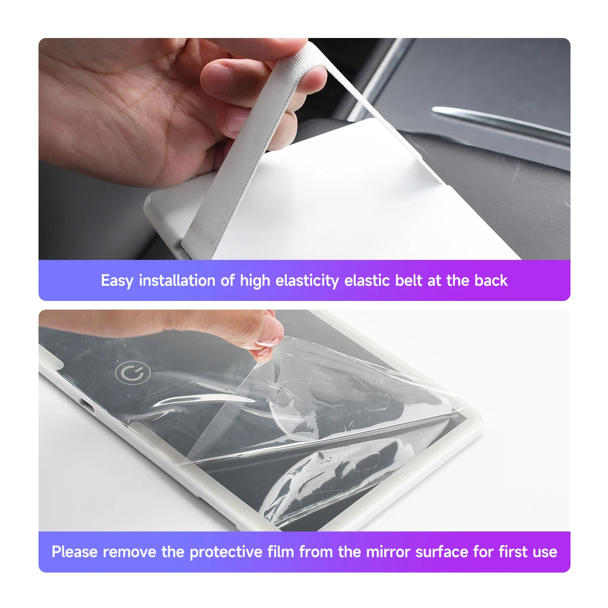 Fccemc Specchio per il trucco per visiera parasole per auto Touch screen a LED Luminosità regolabile Specchio per il trucco per interni auto Specchio per il trucco HD Specchio per il trucco di ricarica